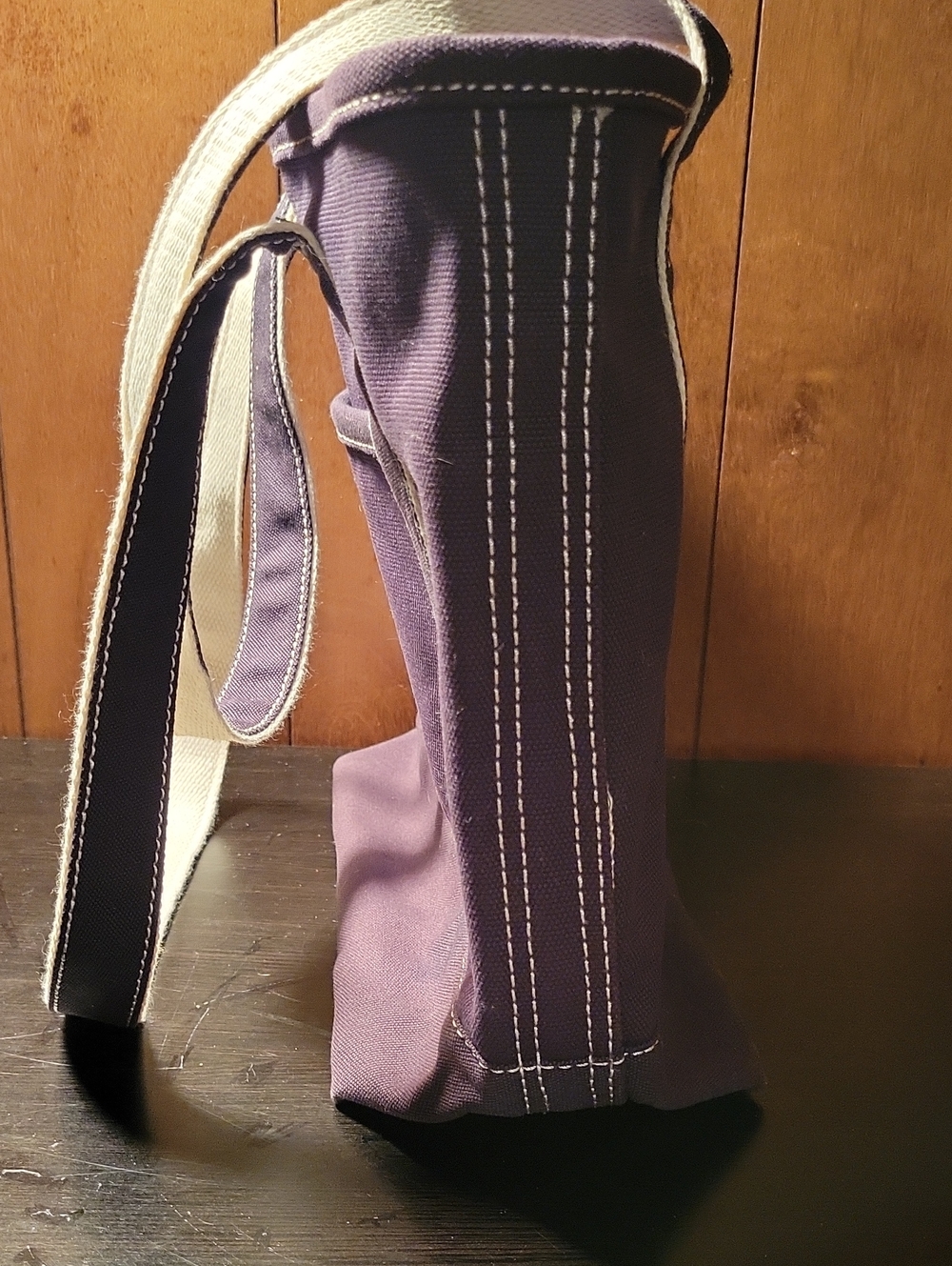 Lands' End Purple Canvas Tote with Contrast Straps - Picture 4 of 8